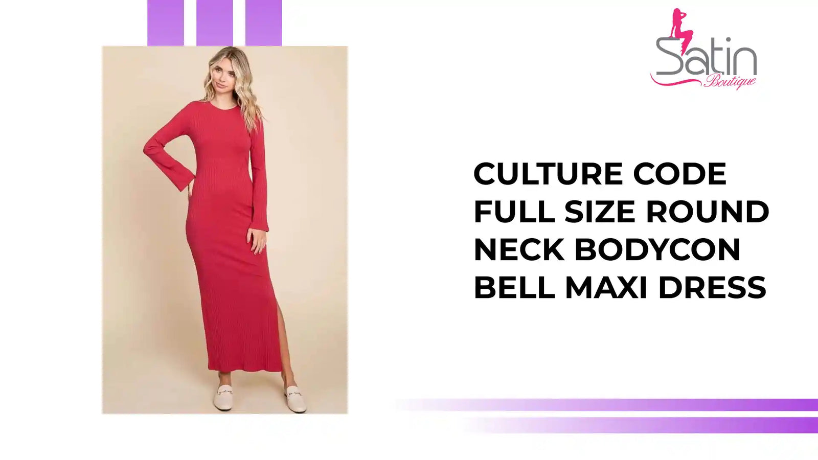 Culture Code Full Size Round Neck Bodycon Bell Maxi Dress by@Outfy