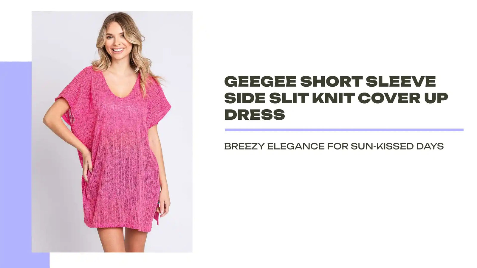 GeeGee Short Sleeve Side Slit Knit Cover Up Dress by@Outfy