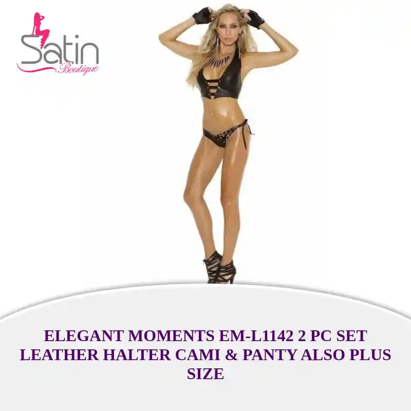 Елегантни моменти EM-L1142 Комплект от 2 части Кожена потник и бикини Също така плюс размер от @Outfy