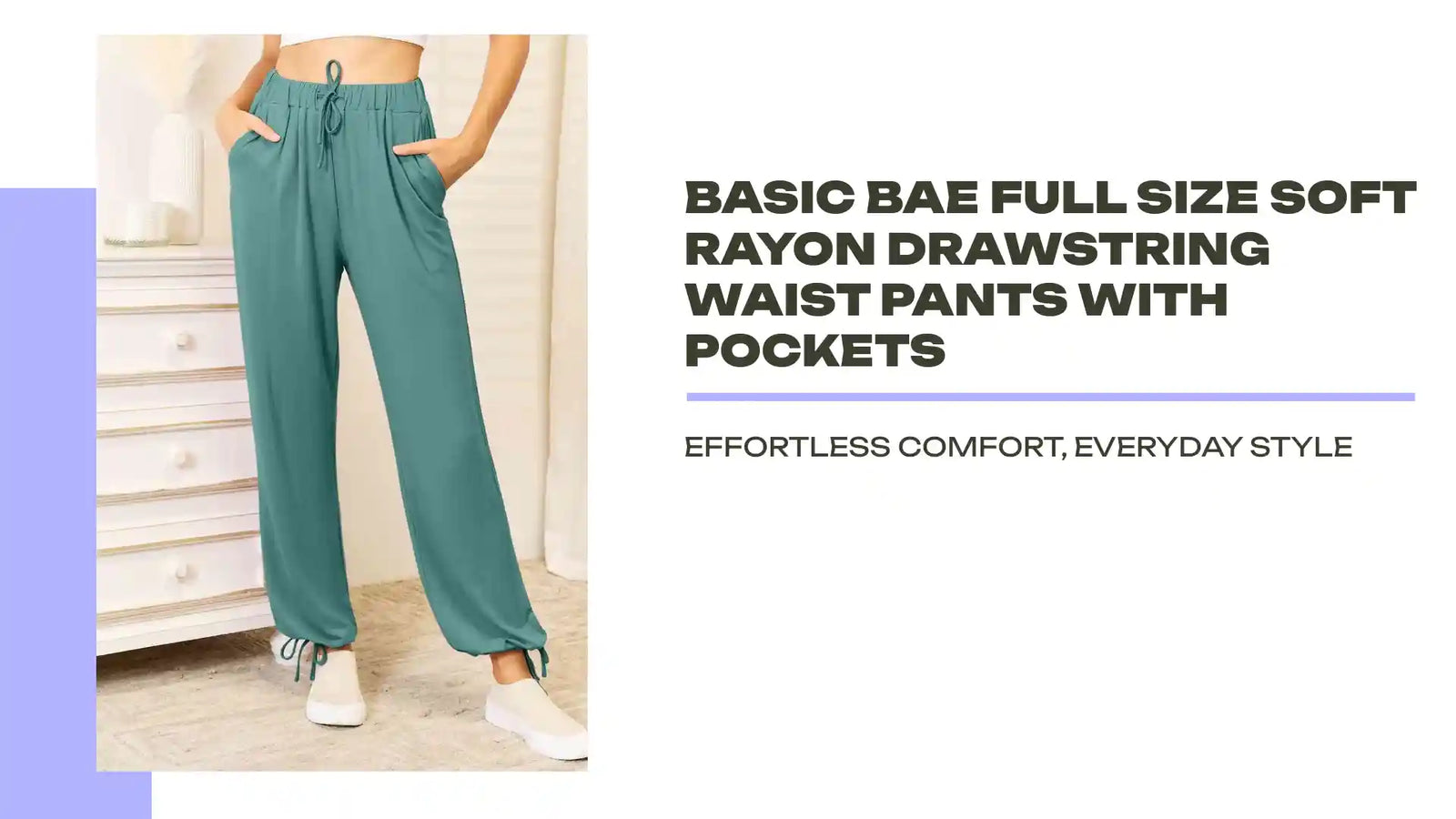 Basic Bae Full Size Soft Rayon Drawstring Waist Pants with Pockets by@Outfy