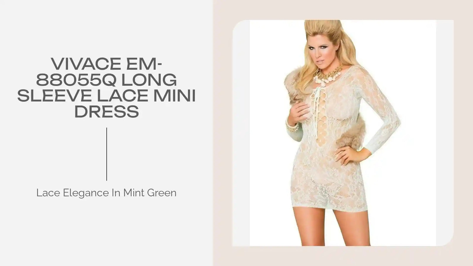 Vivace EM-88055Q Long sleeve lace mini dress by@Outfy