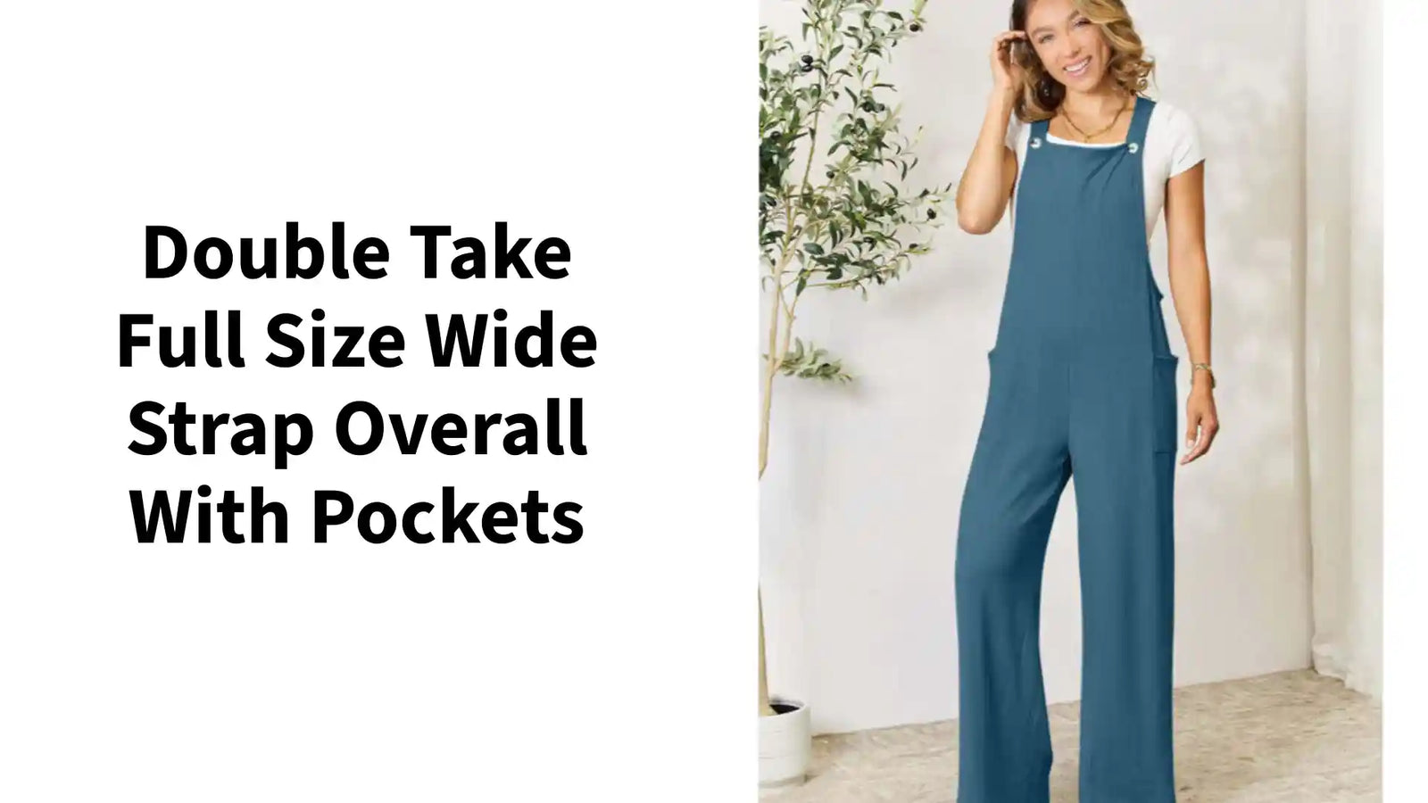 Double Take Full Size Wide Strap Overall with Pockets by@Outfy