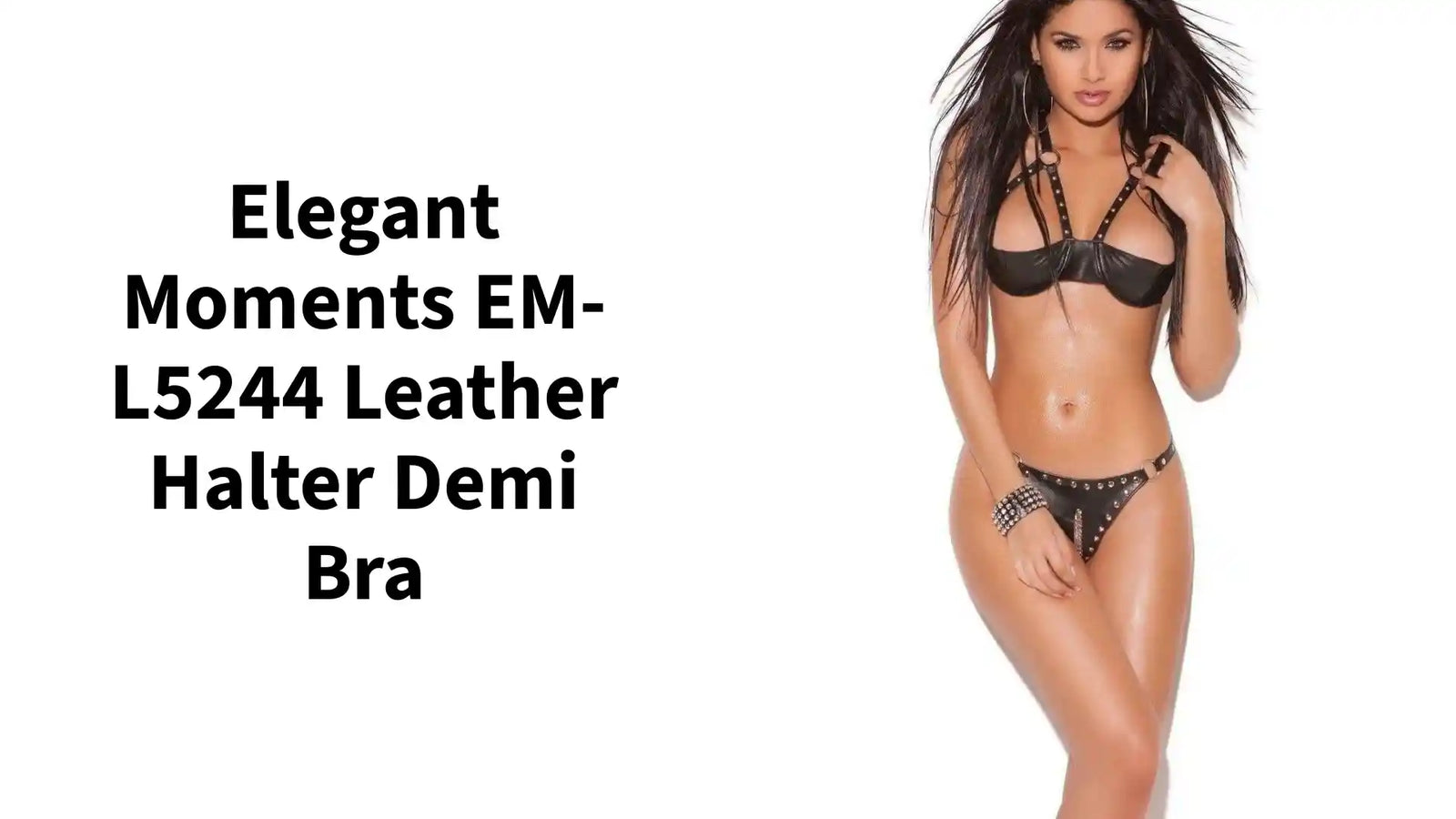 Елегантни моменти EM-L5244 Кожен сутиен Halter Demi от @Outfy