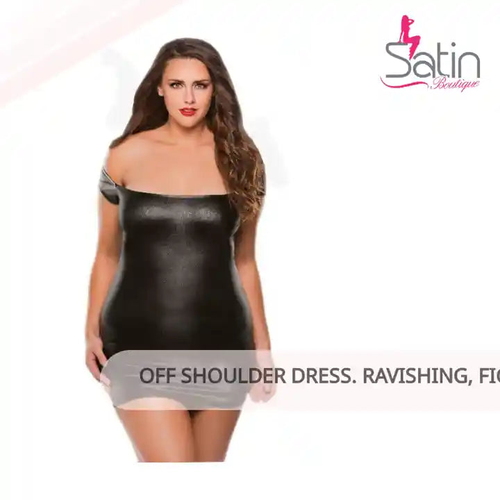 Off Shoulder Dress. ravishing, figure clinging ultra soft faux leather in Black or Red by@Outfy
