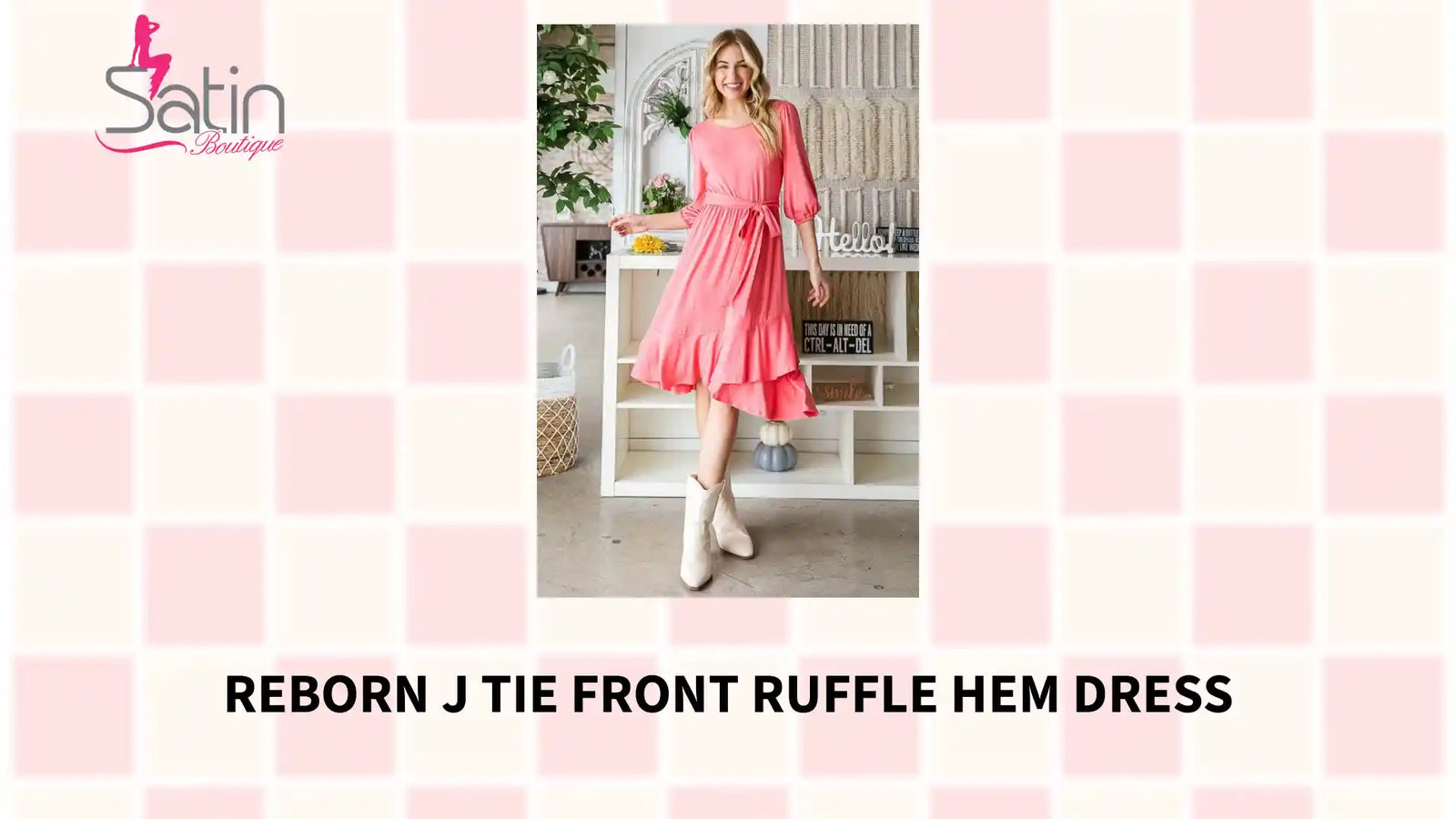 Reborn J Tie Front Ruffle Hem Dress by@Outfy