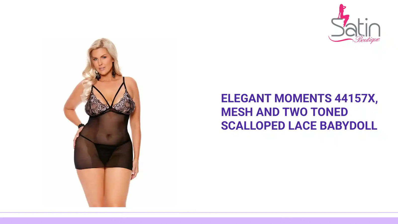 Elegant Moments 44157X, Mesh and two toned scalloped lace babydoll by@Outfy