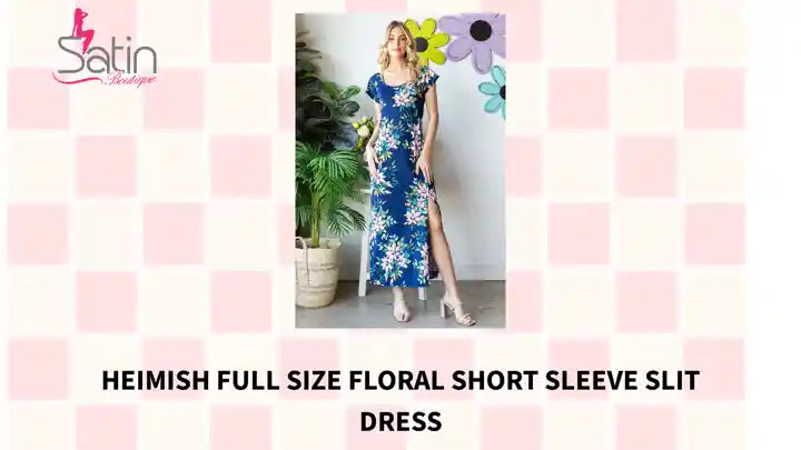 Heimish Full Size Floral Short Sleeve Slit Dress by@Outfy