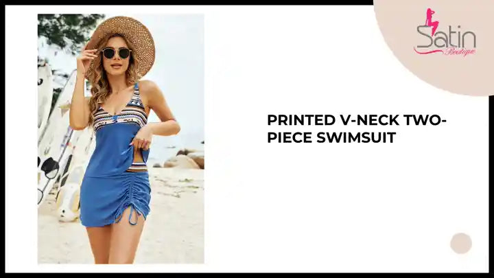 Printed V-Neck Two-Piece Swimsuit by@Outfy