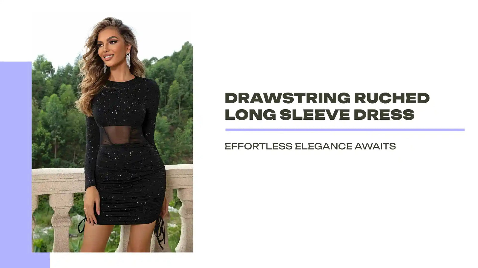 Drawstring Ruched Long Sleeve Dress by@Outfy