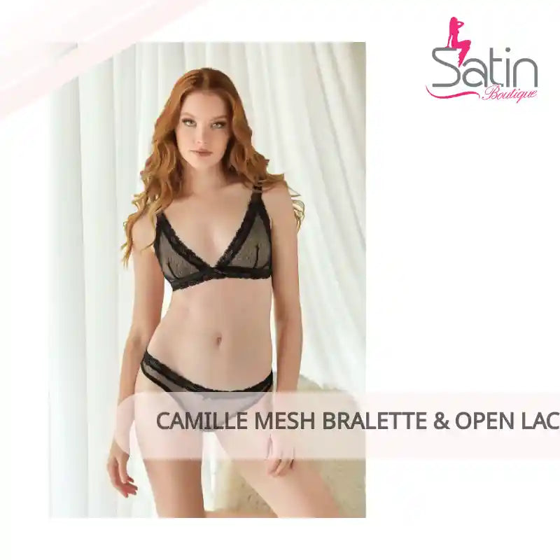 Camille Mesh Bralette & Open Lace-up Panty - S/M by@Outfy