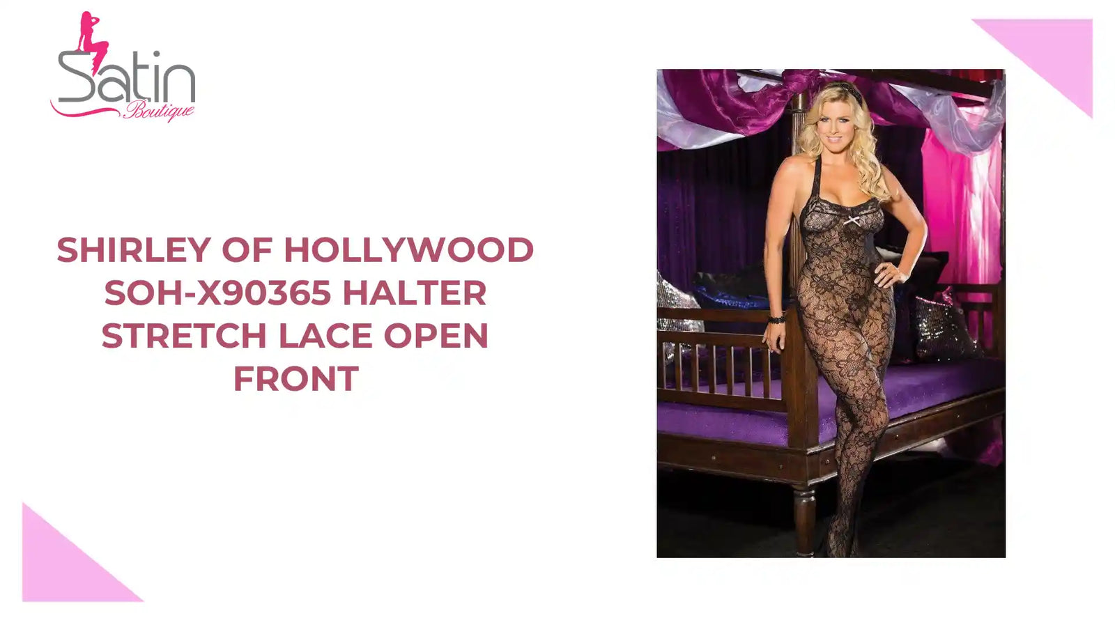 Shirley Of Hollywood SOH-X90365 HALTER STRETCH LACE OPEN FRONT by@Outfy