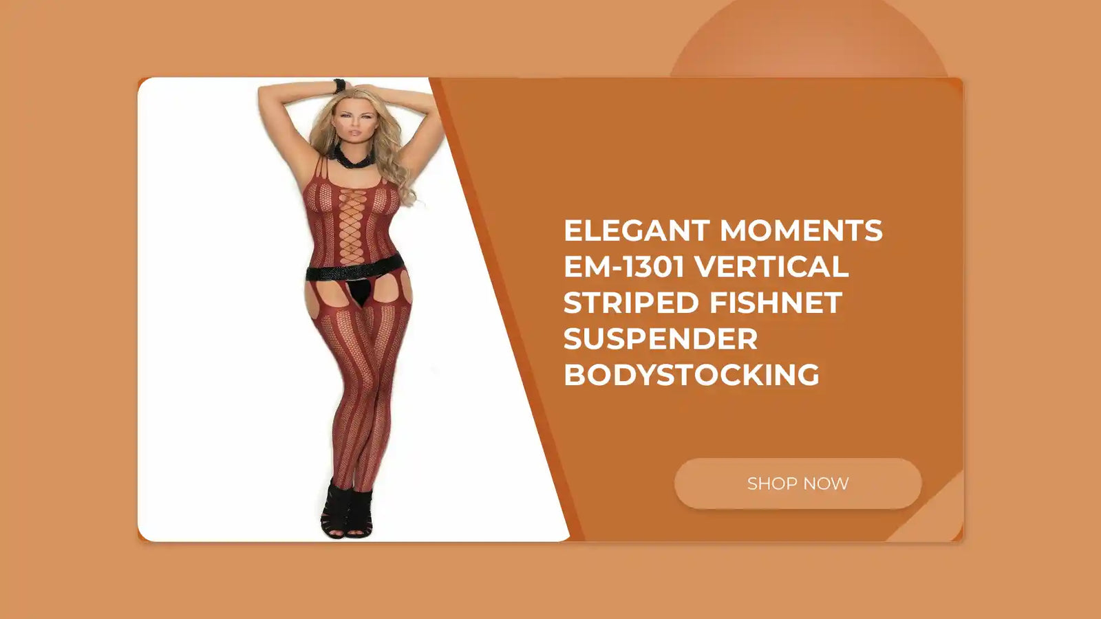 Elegant Moments EM-1301 Vertical striped fishnet suspender bodystocking by@Outfy