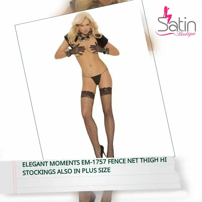 Elegant Moments EM-1757 Fence Net Thigh Hi Stockings also in plus size by@Outfy