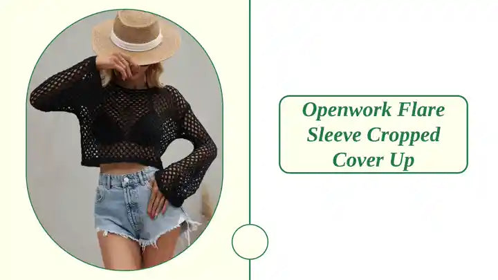 Openwork Flare Sleeve Cropped Cover Up by@Outfy