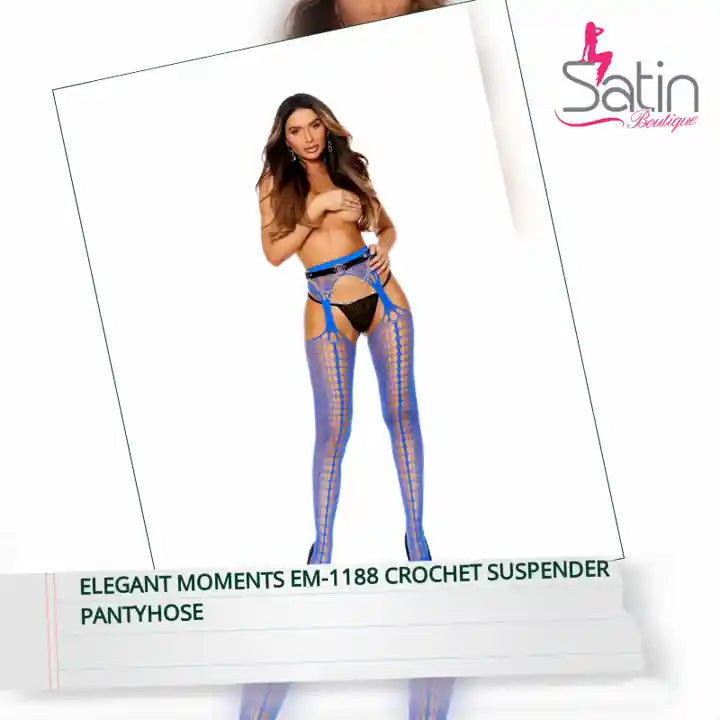 Elegant Moments EM-1188 Crochet suspender pantyhose by@Outfy
