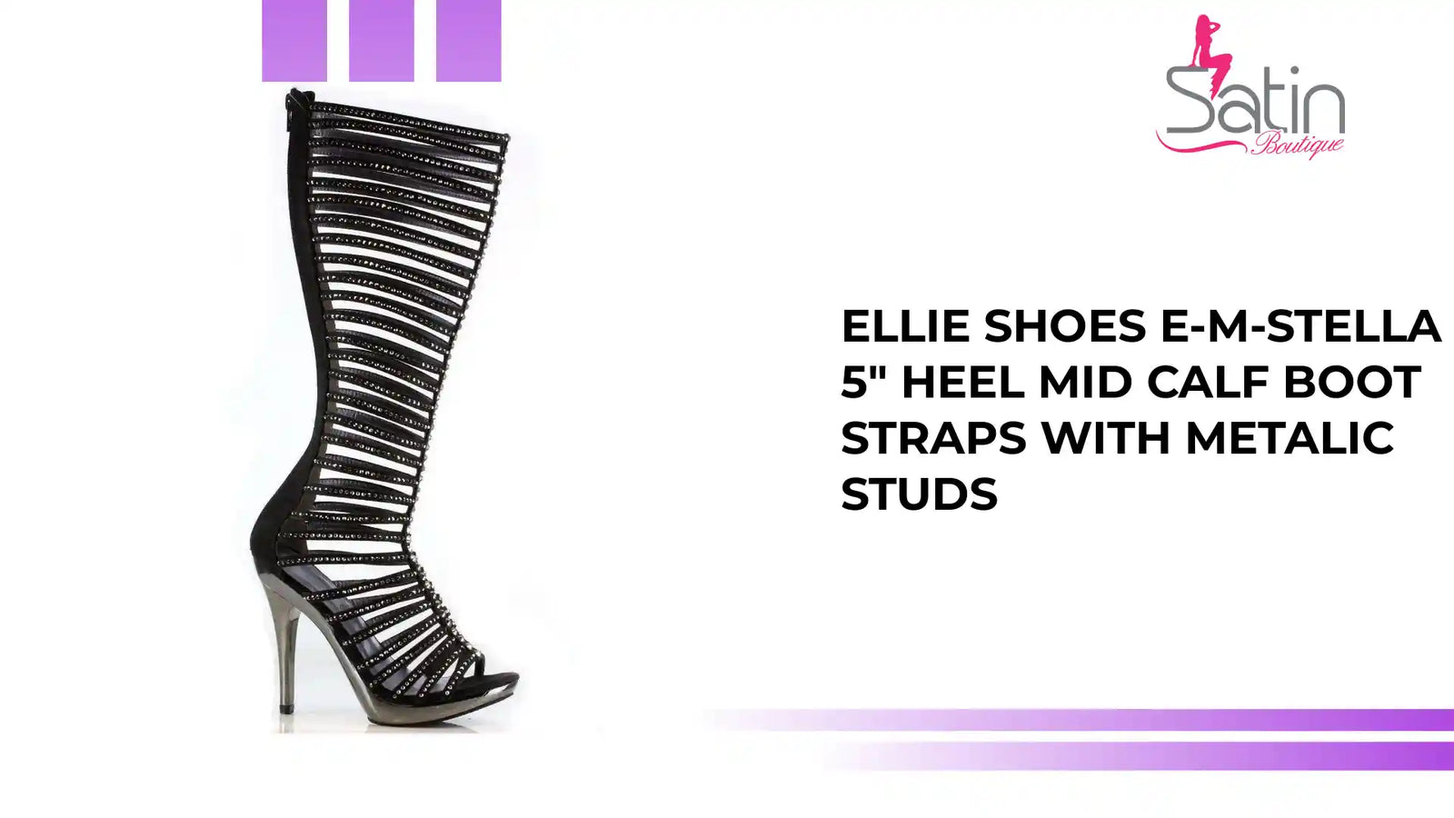 Ellie Shoes EM-Stella 5" Heel Mid Calf Boot Straps с метални шипове от @Outfy