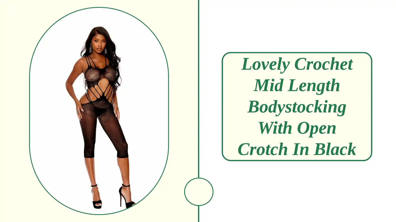 Lovely Crochet mid length bodystocking with open crotch in Black by@Outfy