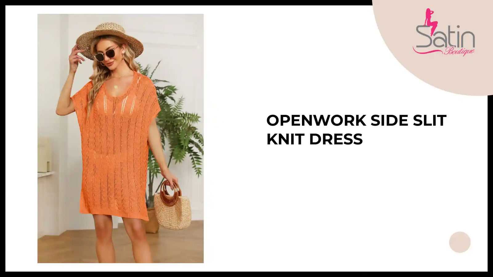 Openwork Side Slit Knit Dress by@Outfy