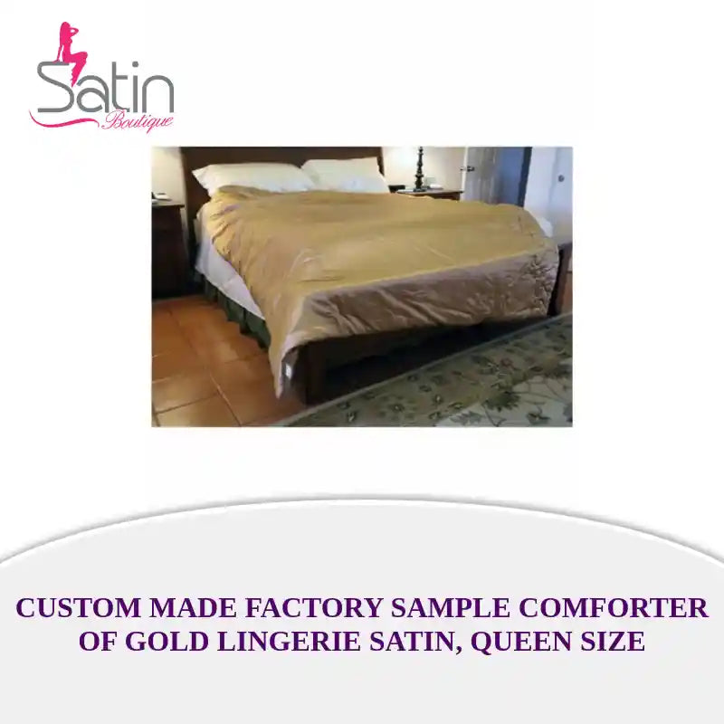 Custom Made Factory Sample Comforter of Gold Lingerie Satin, Queen Size by@Outfy
