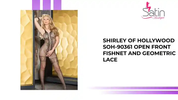 Shirley Of Hollywood SOH-90361 OPEN FRONT FISHNET AND GEOMETRIC LACE by@Outfy