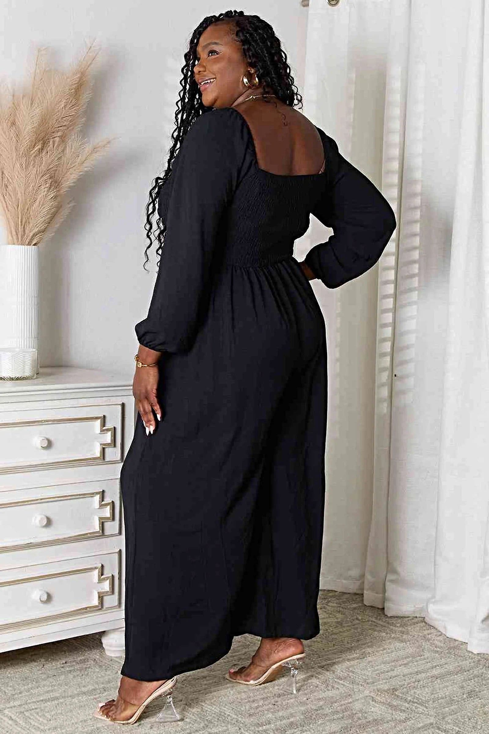 Double Take Square Neck Jumpsuit with Pockets -