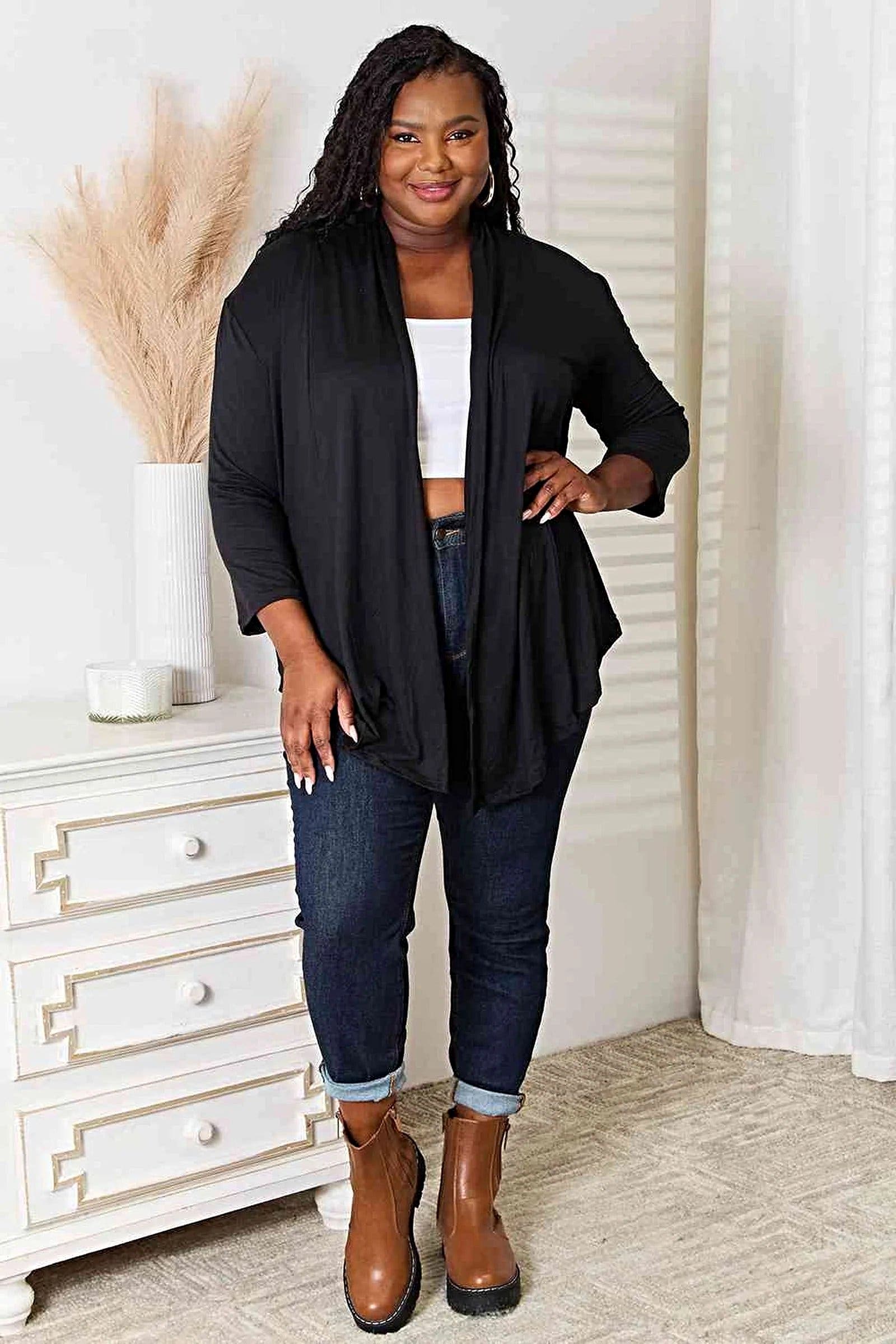 Culture Code Open Front Cardigan - Elegant Draped Style for All Sizes, Year-Round Comfort Trendsi
