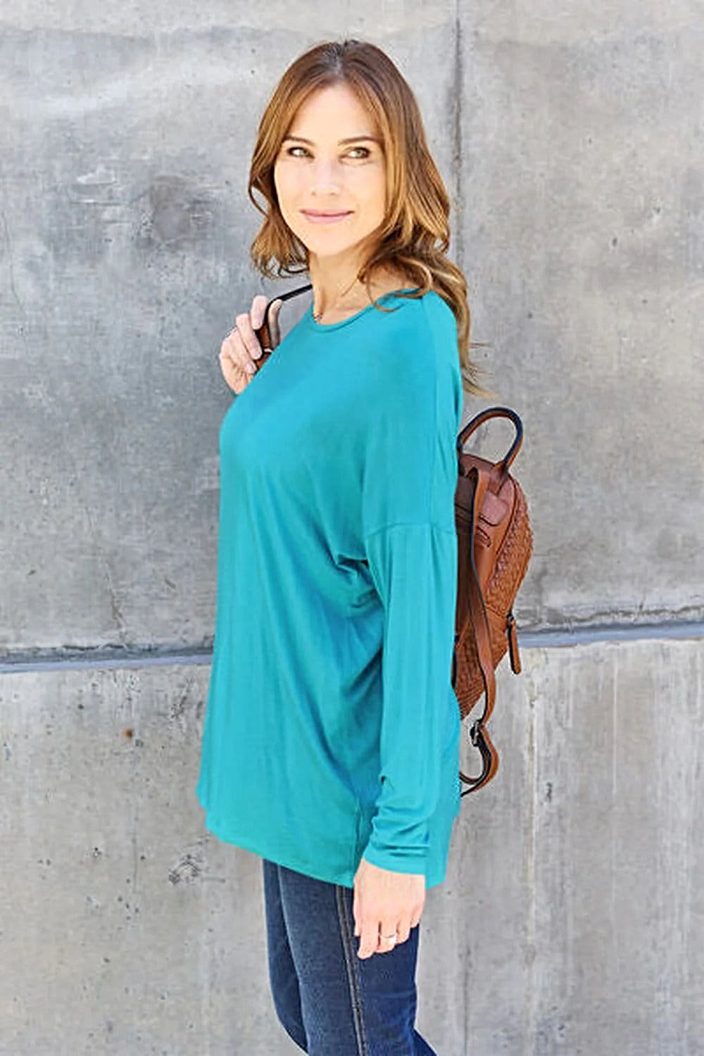 Basic Bae Dropped Shoulder Tee - Full Size Round Neck T-Shirt in Soft Rayon Blend Trendsi