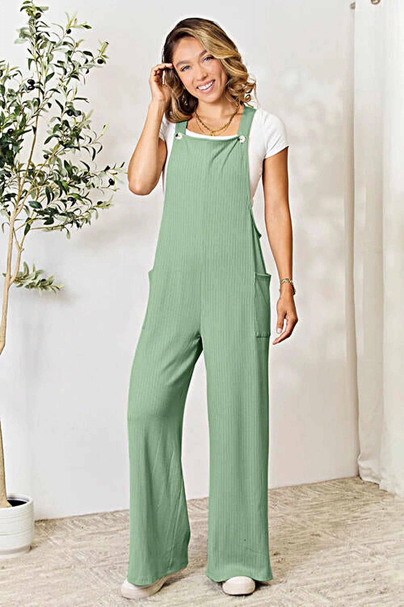 Luxury Double Take Full Size Overall With Pockets – Opaque Comfort Fit, Multi-Sizes Available Trendsi