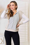 Double Take Color Block Exposed Seam Drawstring Hoodie, Also in Plus sizes-Trendsi-Light Gray-S-SatinBoutique