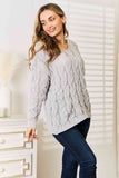 Woven Right Cable-Knit Hooded Sweater-Trendsi-SatinBoutique