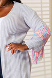 Woven Right Fringe Sleeve Dropped Shoulder Cardigan-Trendsi-SatinBoutique