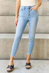 Judy Blue Full Size Button Fly Raw Hem Jeans-Trendsi-Light-0(24)-SatinBoutique