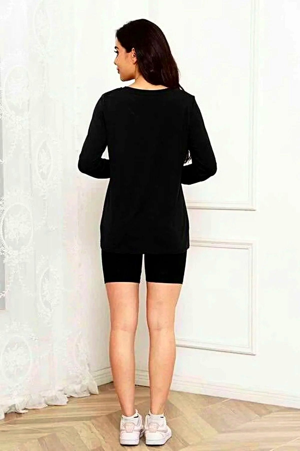 Opulent Basic Bae 100% Polyester Full Size Round Neck Long Sleeve Top with Pockets Trendsi