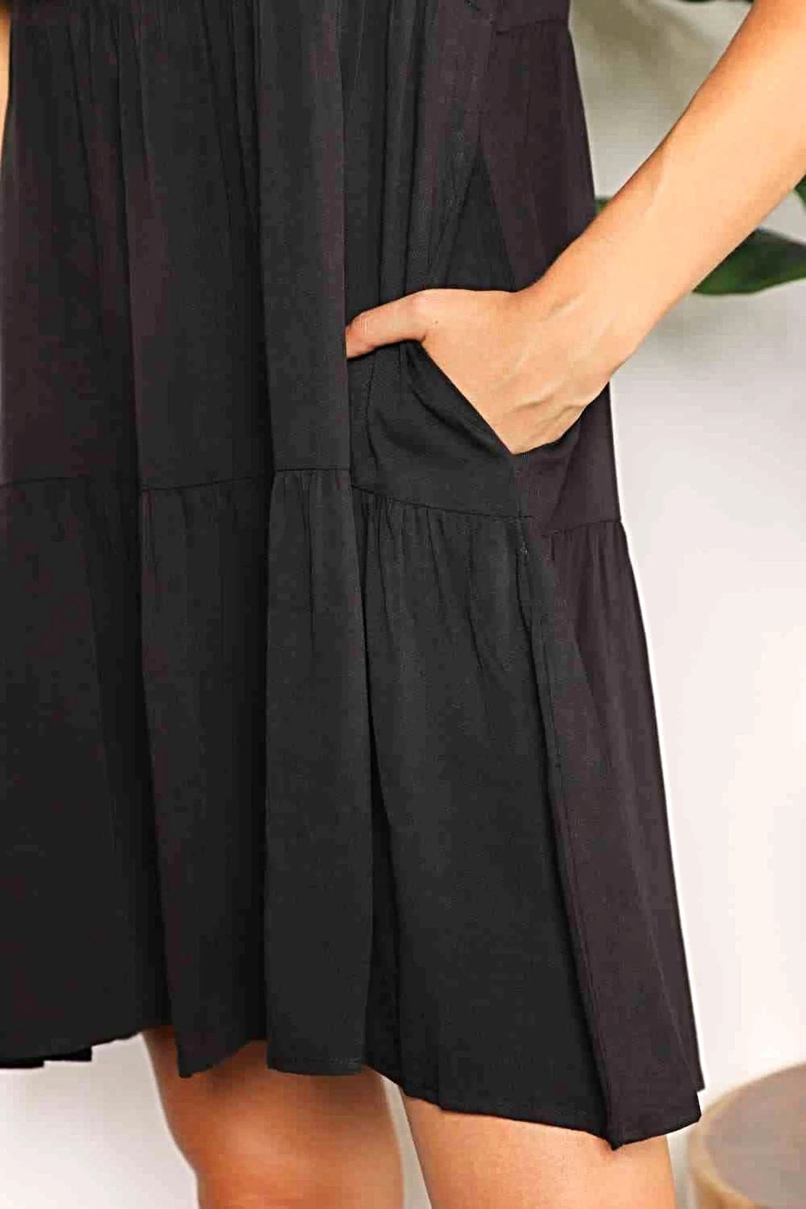 Double Take V-Neck Flounce Sleeve Tiered Dress -