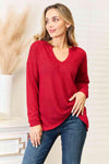 Culture Code Full Size Wide Notch Relax Top, Also in Plus sizes-Trendsi-Red-S-SatinBoutique