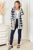 Woven Right Houndstooth Open Front Longline Cardigan-Trendsi-SatinBoutique