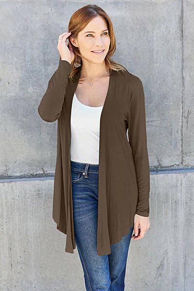 Luxury Open Front Cover Up - Basic Bae Long Sleeve Sheer Layering Essential Trendsi