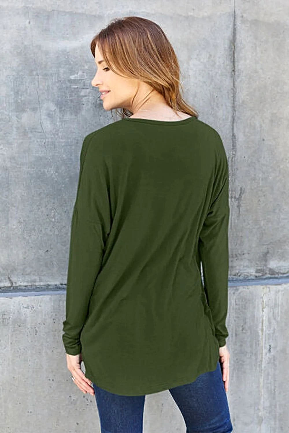 Basic Bae Dropped Shoulder Tee - Full Size Round Neck T-Shirt in Soft Rayon Blend Trendsi