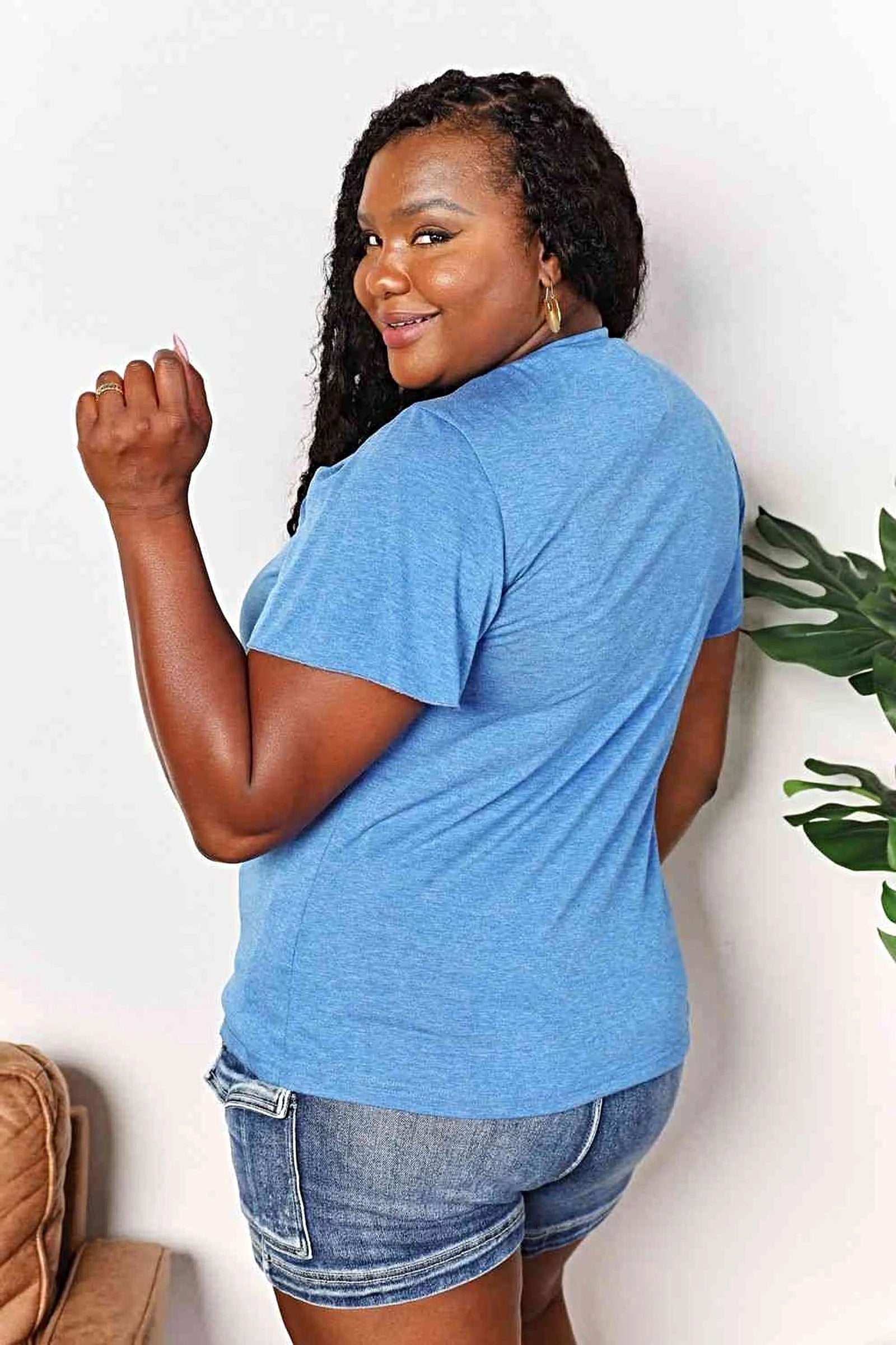 Stylish Ruched V-Neck T-Shirt with Flutter Sleeves - Chic Everyday Essential Trendsi