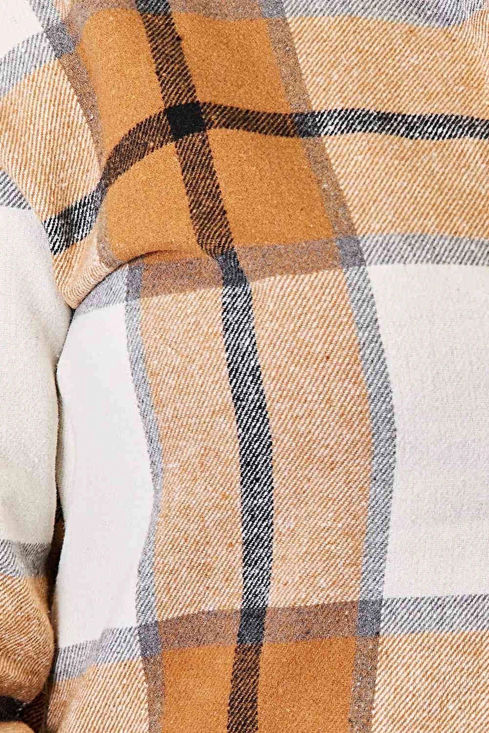 Double Take Plaid Print Dropped Shoulder Shirt -