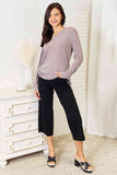 Double Take Drawstring Ribbed Long Sleeve T-Shirt-Trendsi-SatinBoutique