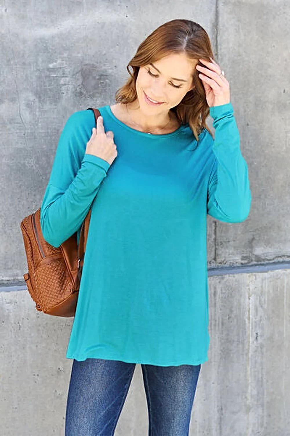 Basic Bae Dropped Shoulder Tee - Full Size Round Neck T-Shirt in Soft Rayon Blend Trendsi