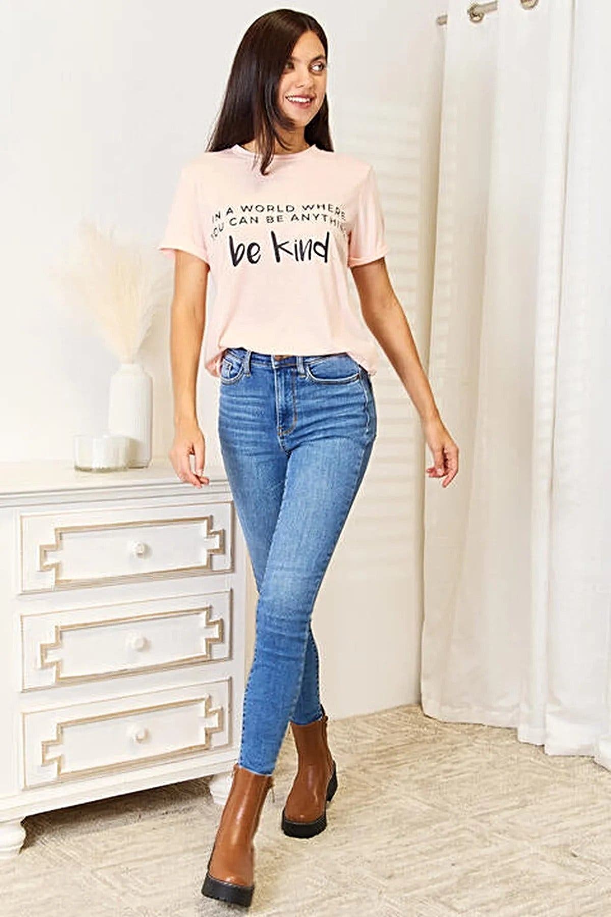 Simply Love Slogan Graphic Cuffed T-Shirt, Also in Plus sizes -