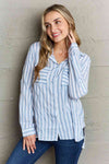 Ninexis Take Your Time Collared Button Down Striped Shirt-Trendsi-Stripe-S-SatinBoutique