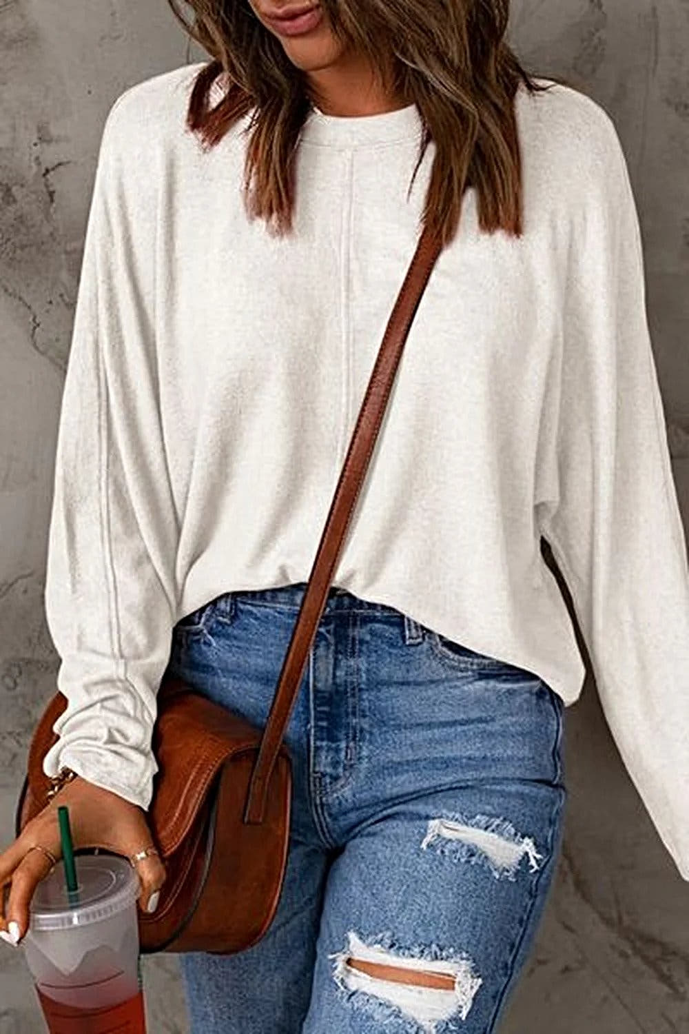 Elegant Basic Round Neck Shirt - Full Size Long Sleeve T-Shirt for Effortless Style Trendsi