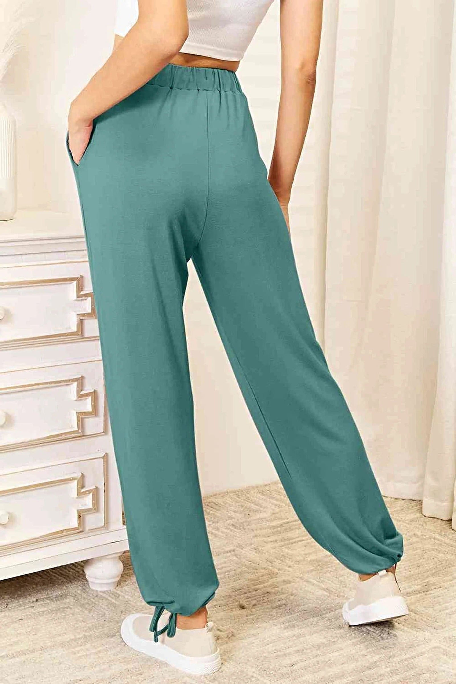 Luxury Full Size Drawstring Waist Pants with Pockets - Soft Opaque Rayon Blend Trendsi