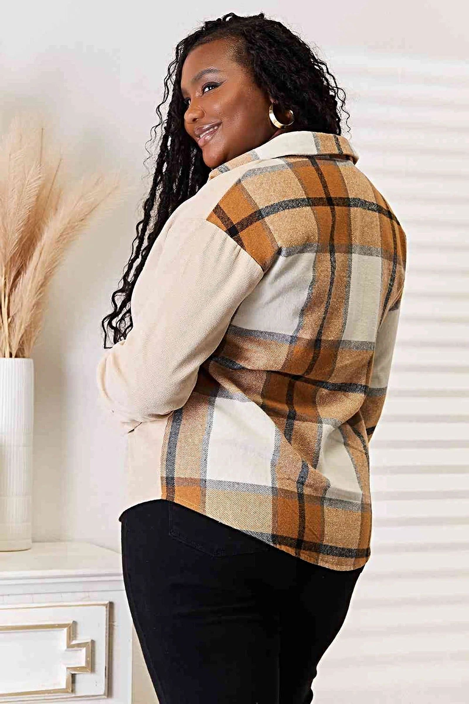 Stylish 100% Polyester Plaid Dropped Shoulder Shirt With Relaxed Fit for Casual Elegance Trendsi