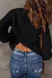 Button Front Ribbed Lantern Sleeve Cardigan Trendsi