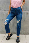 Judy Blue Melanie Full Size High Waisted Distressed Boyfriend Jeans-Trendsi-Dark-0(24)-SatinBoutique