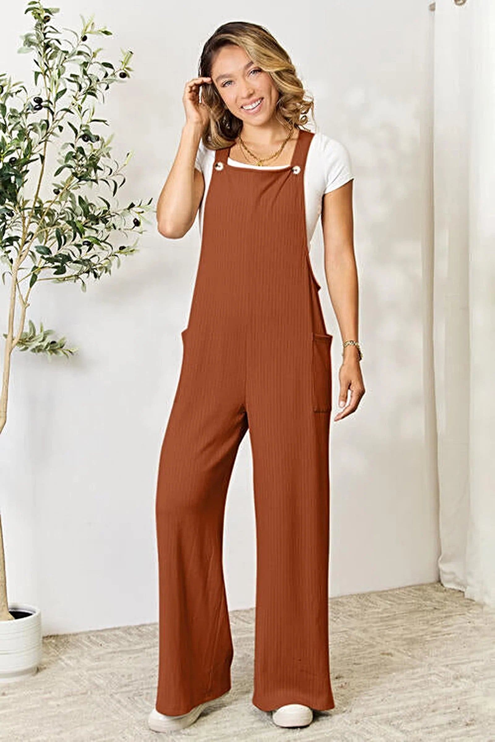 Luxury Double Take Full Size Overall With Pockets – Opaque Comfort Fit, Multi-Sizes Available Trendsi